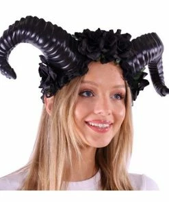 KBW Global Corp Headband With Roses And Horns In Black Or Red Horns & Antlers