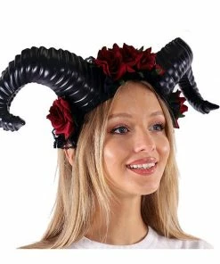 KBW Global Corp Headband With Roses And Horns In Black Or Red Horns & Antlers
