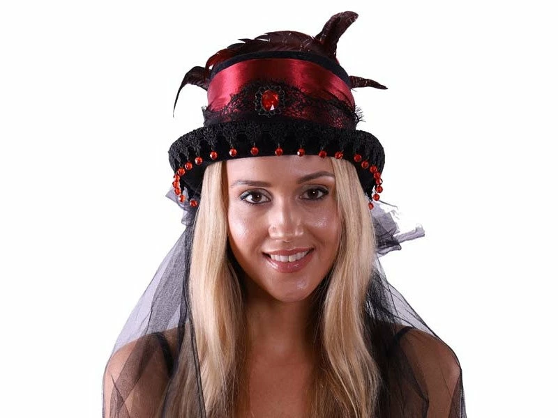 KBW Global Corp Top Hats Top Hat Red Lace & Feathers Steampunk 3 KBW Global Corp Top Hats Top Hat Red Lace & Feathers Steampunk