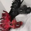 KBW Global Corp Venetian Lace Mask W/Jewels And Coque Feathers In 3 Colors Masquerade Masks