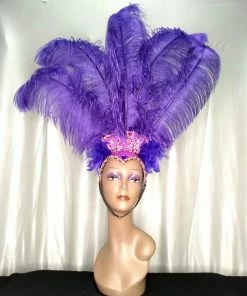 Boa Novelty Feather Showgirl Headpiece Purple Burlesque