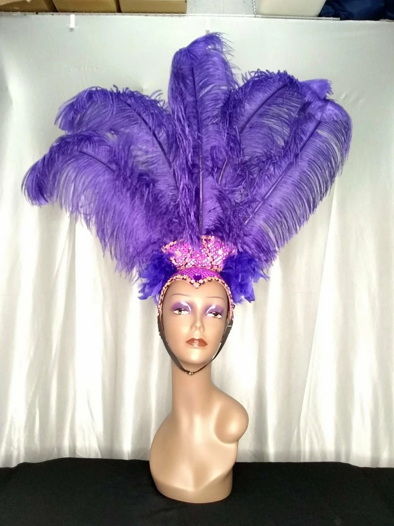 Boa Novelty Feather Showgirl Headpiece Purple Burlesque 3 Boa Novelty Feather Showgirl Headpiece Purple Burlesque
