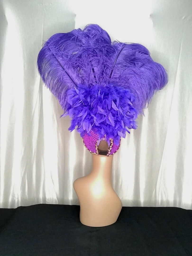 Boa Novelty Feather Showgirl Headpiece Purple Burlesque 4 Boa Novelty Feather Showgirl Headpiece Purple Burlesque