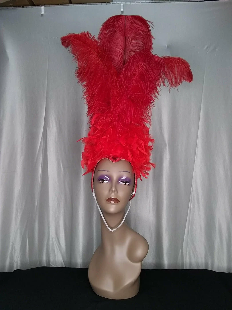 Boa Novelty Feather Showgirl Feather Duster Headpiece Red Burlesque 3 Boa Novelty Feather Showgirl Feather Duster Headpiece Red Burlesque