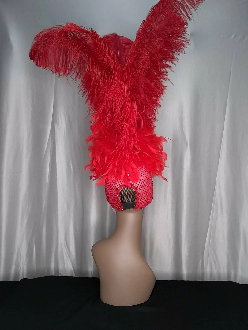 Boa Novelty Feather Showgirl Feather Duster Headpiece Red Burlesque 4 Boa Novelty Feather Showgirl Feather Duster Headpiece Red Burlesque