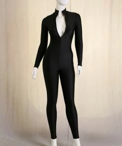 Lets Go Apparel Bodysuits Bodysuit High Neck Zip Front