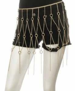 Fame Accessories Gold Chain Ring Fringe Belt In 2 Colors