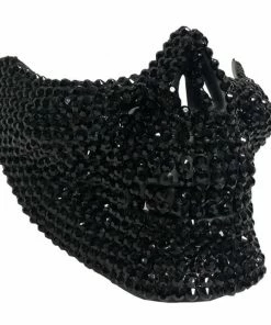 KBW Global Corp Skull Half-Mask Rhinestone Black Or Silver Masquerade Masks