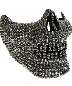 KBW Global Corp Skull Half-Mask Rhinestone Black Or Silver Masquerade Masks