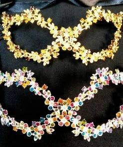 The Clear Color Shop Rhinestone Multi-Color Rhinestone Floral Mask Masquerade Masks