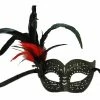 KBW Global Corp Mask Leather W/ Side Feathers Masquerade Masks