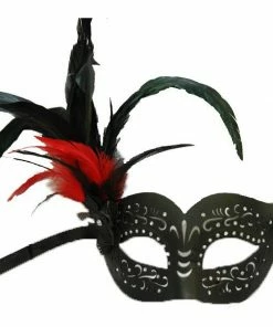 KBW Global Corp Mask Leather W/ Side Feathers Masquerade Masks