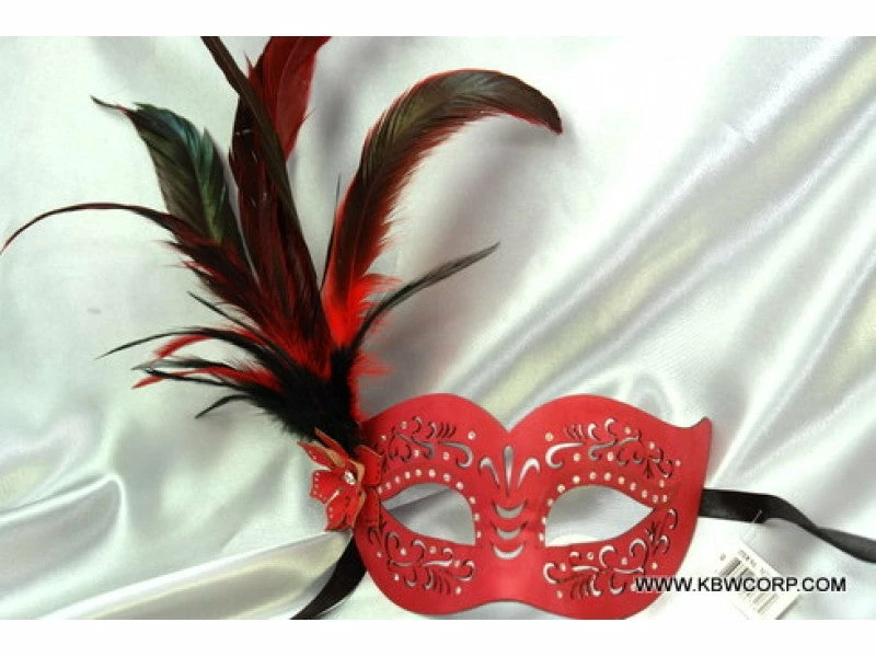 KBW Global Corp Mask Leather W/ Side Feathers Masquerade Masks 5 KBW Global Corp Mask Leather W/ Side Feathers Masquerade Masks