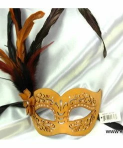KBW Global Corp Mask Leather W/ Side Feathers Masquerade Masks 10 KBW Global Corp Mask Leather W/ Side Feathers Masquerade Masks