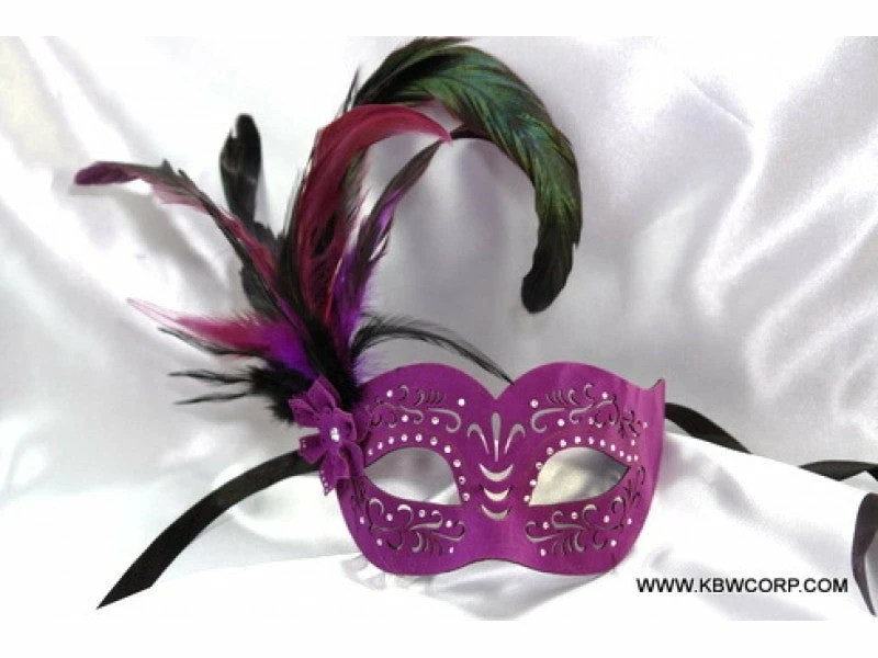 KBW Global Corp Mask Leather W/ Side Feathers Masquerade Masks 7 KBW Global Corp Mask Leather W/ Side Feathers Masquerade Masks