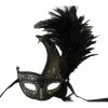 KBW Global Corp Masquerade Masks Venetian Pleather Swan W/ Feather And Gems