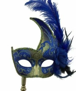 KBW Global Corp Masquerade Swan Motif With Feathers And Attached Stick Masquerade Masks 19 KBW Global Corp Masquerade Swan Motif With Feathers And Attached Stick Masquerade Masks