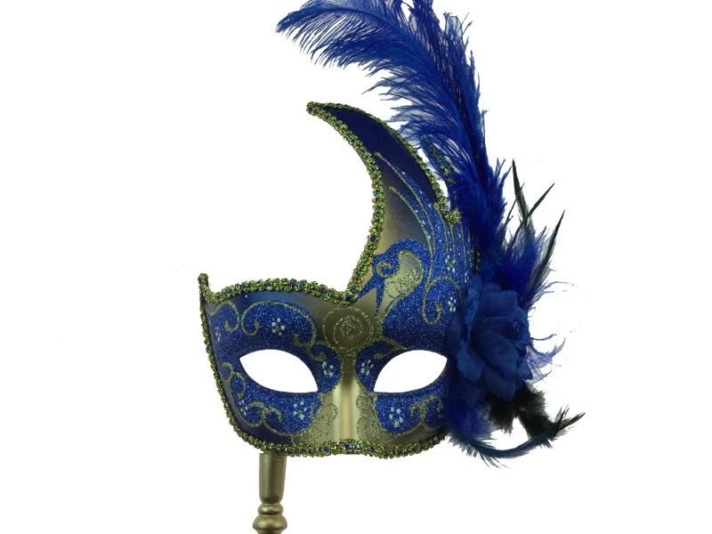 KBW Global Corp Masquerade Swan Motif With Feathers And Attached Stick Masquerade Masks 11 KBW Global Corp Masquerade Swan Motif With Feathers And Attached Stick Masquerade Masks