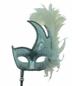 KBW Global Corp Masquerade Swan Motif With Feathers And Attached Stick Masquerade Masks 17 KBW Global Corp Masquerade Swan Motif With Feathers And Attached Stick Masquerade Masks