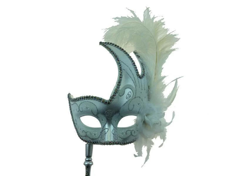 KBW Global Corp Masquerade Swan Motif With Feathers And Attached Stick Masquerade Masks 9 KBW Global Corp Masquerade Swan Motif With Feathers And Attached Stick Masquerade Masks