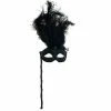KBW Global Corp Masquerade Masks Venetian Mask W/ Feathers & Stick In 6 Colors