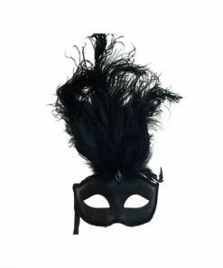 KBW Global Corp Masquerade Masks Venetian Mask W/ Feathers & Stick In 6 Colors