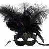 KBW Global Corp Masquerade Masks Mask W/ Feather & Pendant