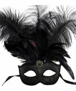 KBW Global Corp Masquerade Masks Mask W/ Feather & Pendant