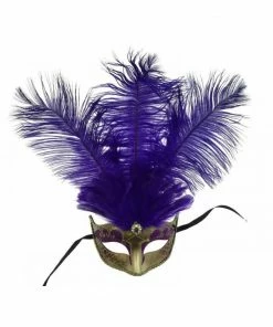 KBW Global Corp Masquerade Masks Mask W/ Feather & Pendant