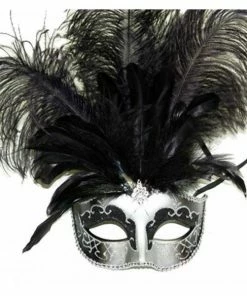 KBW Global Corp Masquerade Masks Mask W/ Feather & Pendant
