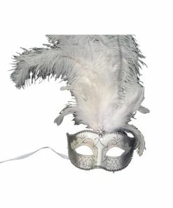 KBW Global Corp Masquerade Masks Mask W/ Feather & Pendant