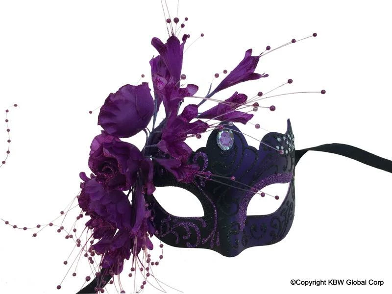 KBW Global Corp Venetian Mask With Flowers In 4 Colors 6 KBW Global Corp Venetian Mask With Flowers In 4 Colors