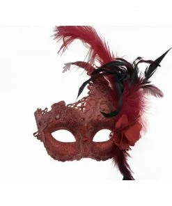 KBW Global Corp Masquerade Masks Mask Lace W/ Feathers On Side