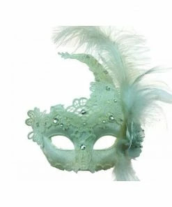 KBW Global Corp Masquerade Masks Mask Lace W/ Feathers On Side