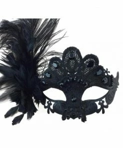 KBW Global Corp Masquerade Masks Venetian Lace W/ Feather