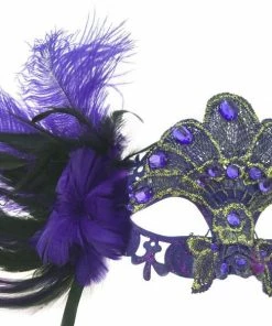 KBW Global Corp Masquerade Masks Venetian Lace W/ Feather