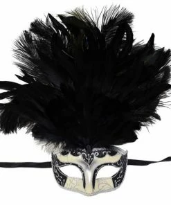 KBW Global Corp Masquerade Masks Mask W/ Feathers In 3 Colors