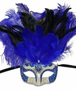KBW Global Corp Masquerade Masks Mask W/ Feathers In 3 Colors