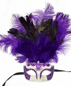 KBW Global Corp Masquerade Masks Mask W/ Feathers In 3 Colors