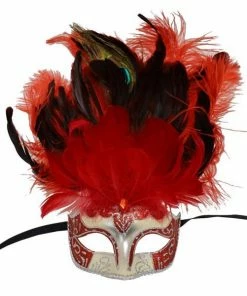 KBW Global Corp Masquerade Masks Mask W/ Feathers In 3 Colors