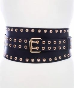 Fame Accessories Belt Black Grommeted