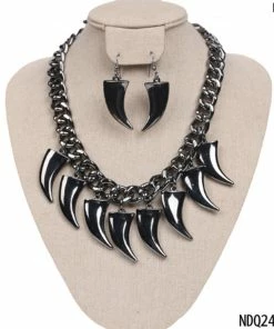 Ceci Jewelry, Inc. Black Metal Horn Necklace And Matching Earrings Necklaces & Earrings