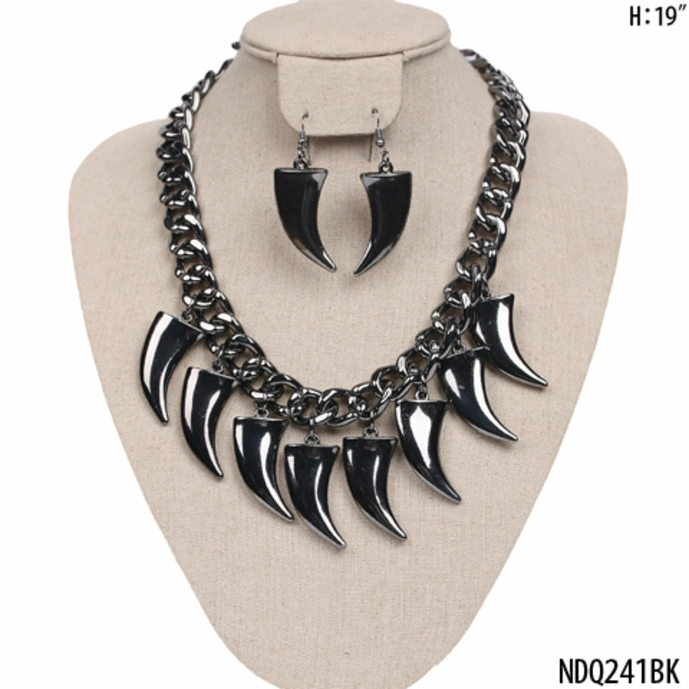 Ceci Jewelry, Inc. Black Metal Horn Necklace And Matching Earrings Necklaces & Earrings 3 Ceci Jewelry, Inc. Black Metal Horn Necklace And Matching Earrings Necklaces & Earrings