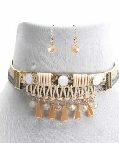 Ceci Jewelry, Inc. Necklaces & Earrings Choker White And Gold