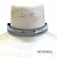 Ceci Jewelry, Inc. Necklaces & Earrings Choker Black And Crystal Chevron
