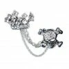 Western Fashion Rhinestone Skull And Crown Brooch