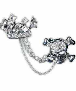 Western Fashion Rhinestone Skull And Crown Brooch