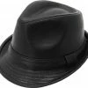 Dorfman Pacific Snap Brim Fedora Black Pleather Fedoras, Homburgs & Pork Pies