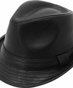 Dorfman Pacific Snap Brim Fedora Black Pleather Fedoras, Homburgs & Pork Pies