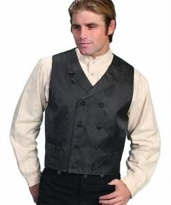 Scully Range Wear Vest Double-breasted Jacquard In Black Or Cream Steampunk & Victorian